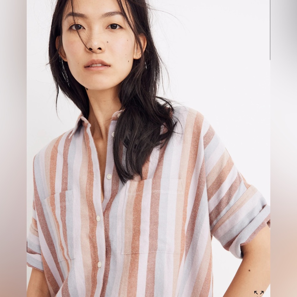 Madewell Flannel Courier Shirt in Sunrise Stripe